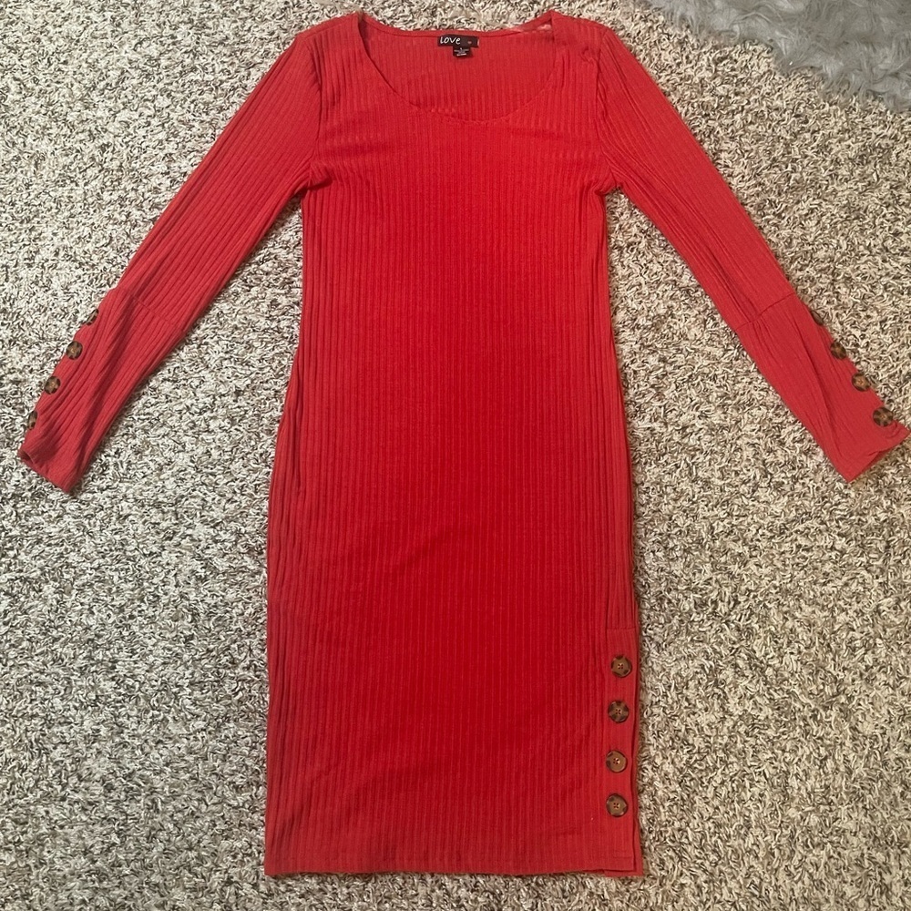 Love Red Button Dress
